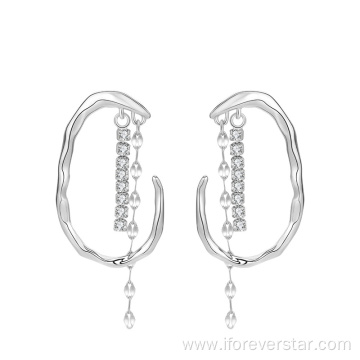 Dainty White CZ Zircon Silver 925 Unique Earrings